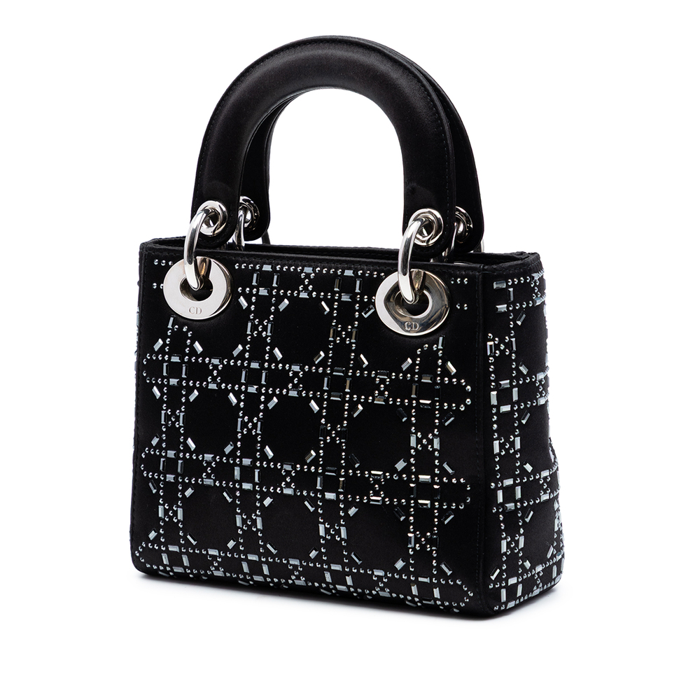 Pre-Loved Dior Mini Satin Cannage Crystal Embellished Lady Dior - Picture 2 of 7